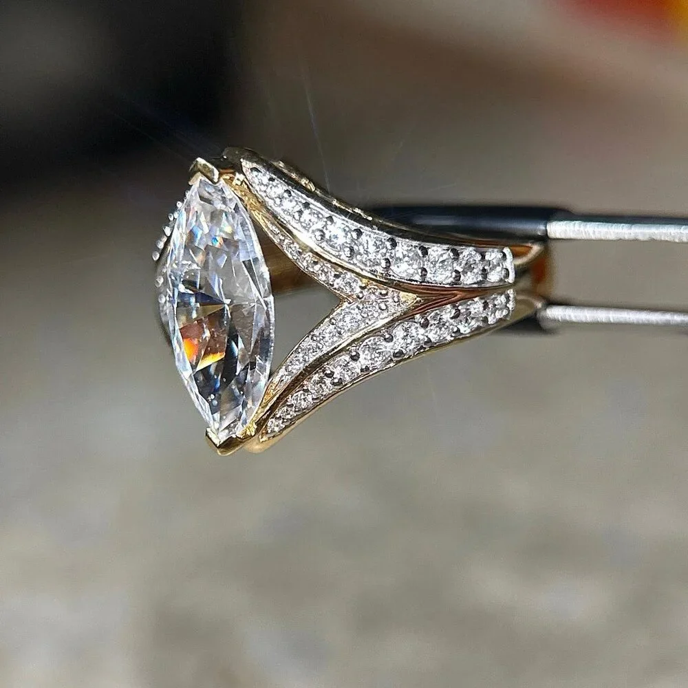 Dazzling 925 Gold Vermeil Cz Ring‎